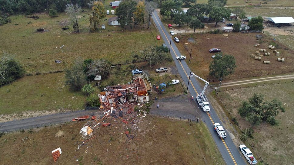 A home in Mascotte was severely damaged during heavy rain and storms on Thursday, January 24, 2019. (Tony Rojek/Spectrum News 13)