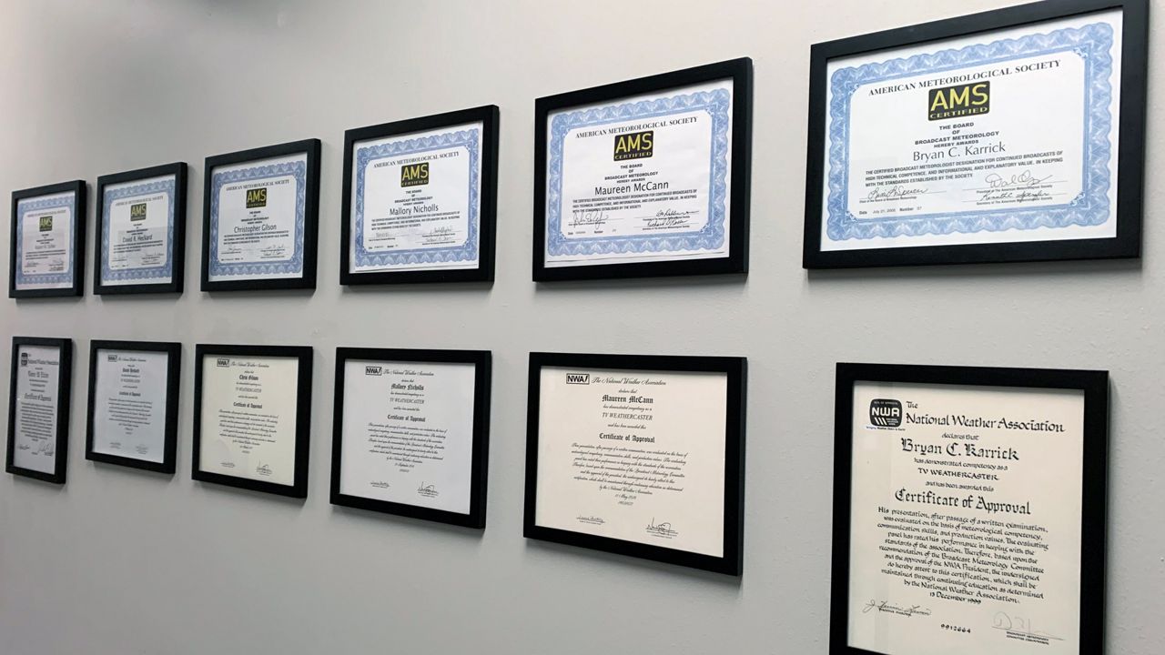 Every meteorologist at News 13 holds both the Certified Broadcast Meteorologist (CBM) designation from the AMS and Television Seal of Approval from the NWA. The Weather Experts are the only team in the entire United States certified by both organizations. (Anthony Leone/Spectrum News 13)