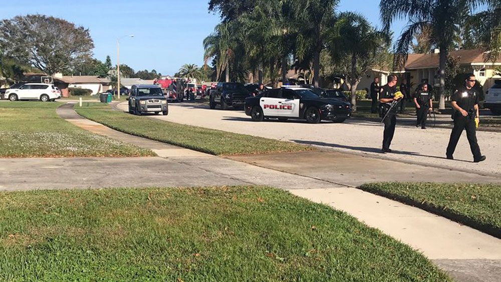 Police investigate a shooting involving 3 victims in Melbourne Tuesday. (C. Butler, Brevard County Fire Rescue)