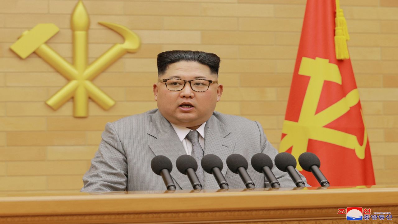 In this photo provided by the North Korean government, North Korean leader Kim Jong Un delivers his New Year's speech at an undisclosed place in North Korea Monday, Jan. 1, 2018. Kim said Monday the United States should be aware that his country's nuclear forces are now a reality, not a threat. Independent journalists were not given access to cover the event depicted in this image distributed by the North Korean government. The content of this image is as provided and cannot be independently verified. Korean language watermark on image as provided by source reads: "KCNA" which is the abbreviation for Korean Central News Agency. (Korean Central News Agency/Korea News Service via AP)