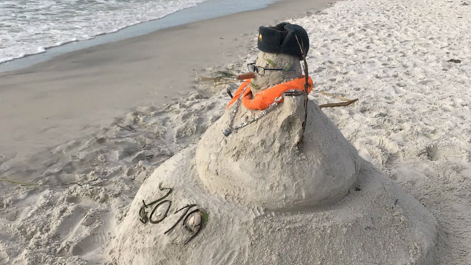 Sent to us with the Spectrum Bay News 9 app: It's been unseasonably warm the past few days — warm enough for sandmen at Longboat Key — and the warmth will continue. (Joe Clark/Viewer)