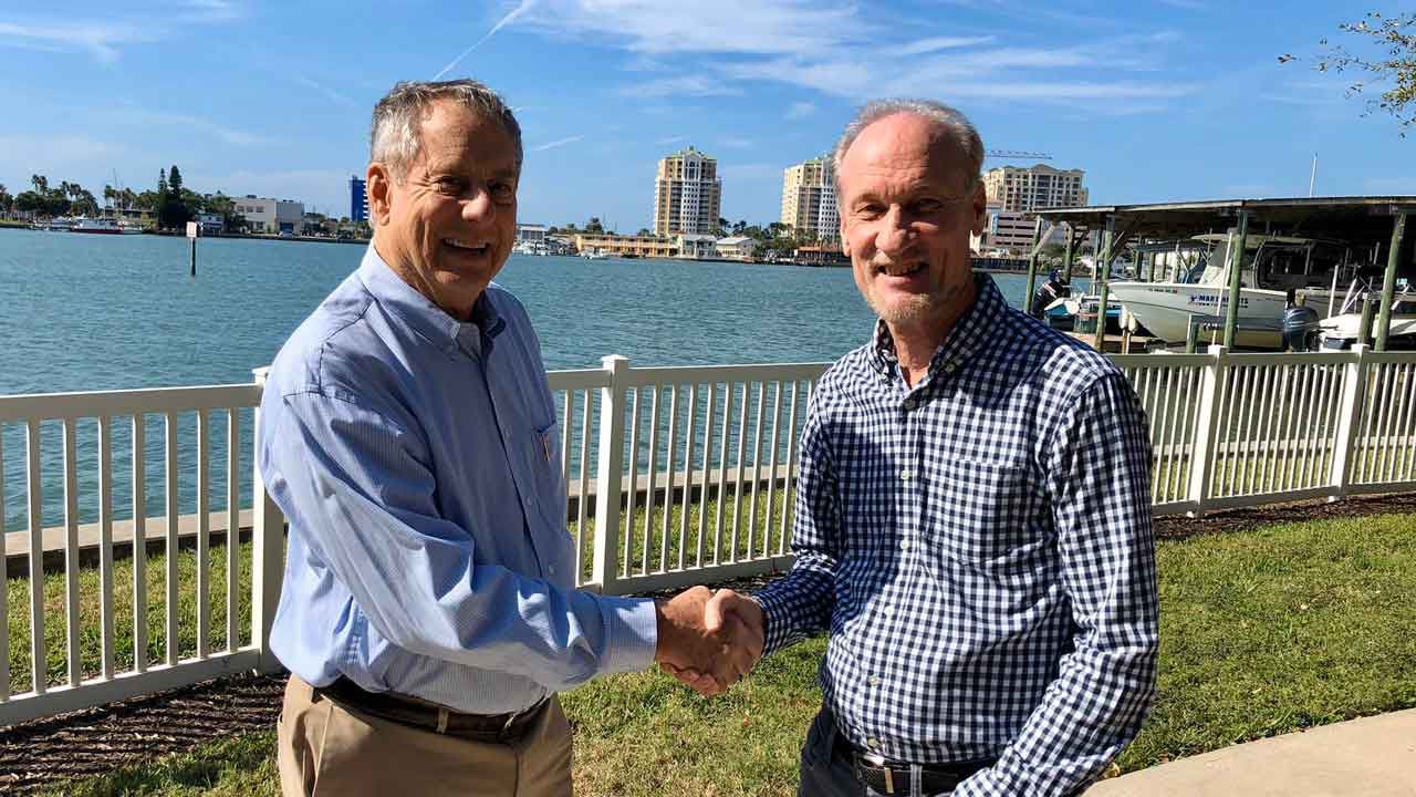Current Chief Operating Officer of Clearwater Marine Aquarium Frank Dame (left) will assume the role of Chief Executive Officer after current CEO David Yates (right) steps down in March. (Josh Rojas/Spectrum Bay News 9)