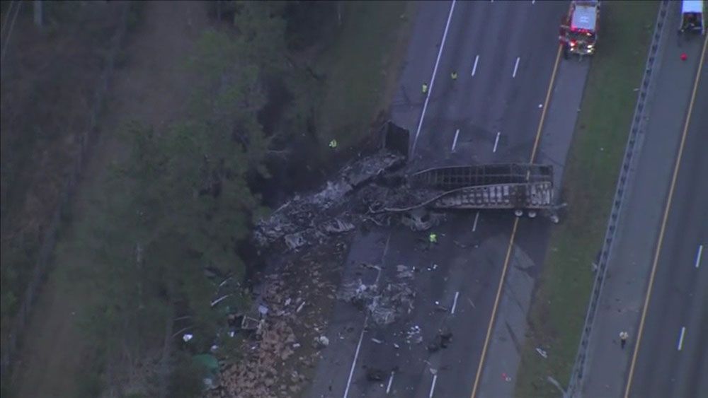 A major vehicle crash on I-75 in North-Central Florida has killed six people and sent eight to the hospital, says Alachua County Fire Rescue. (Alachua County Fire Rescue)
