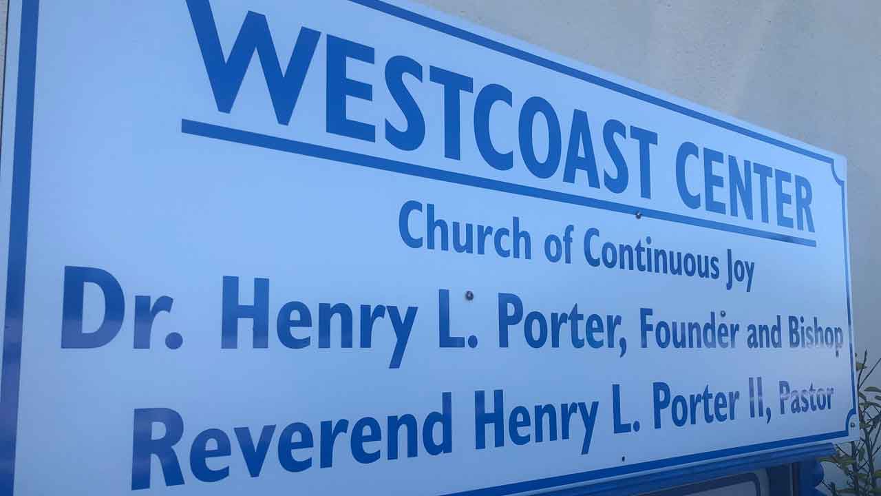 Sign outside the Westcoast Center Church of Continuous Joy in Sarasota. (Angie Angers/Spectrum Bay News 9)