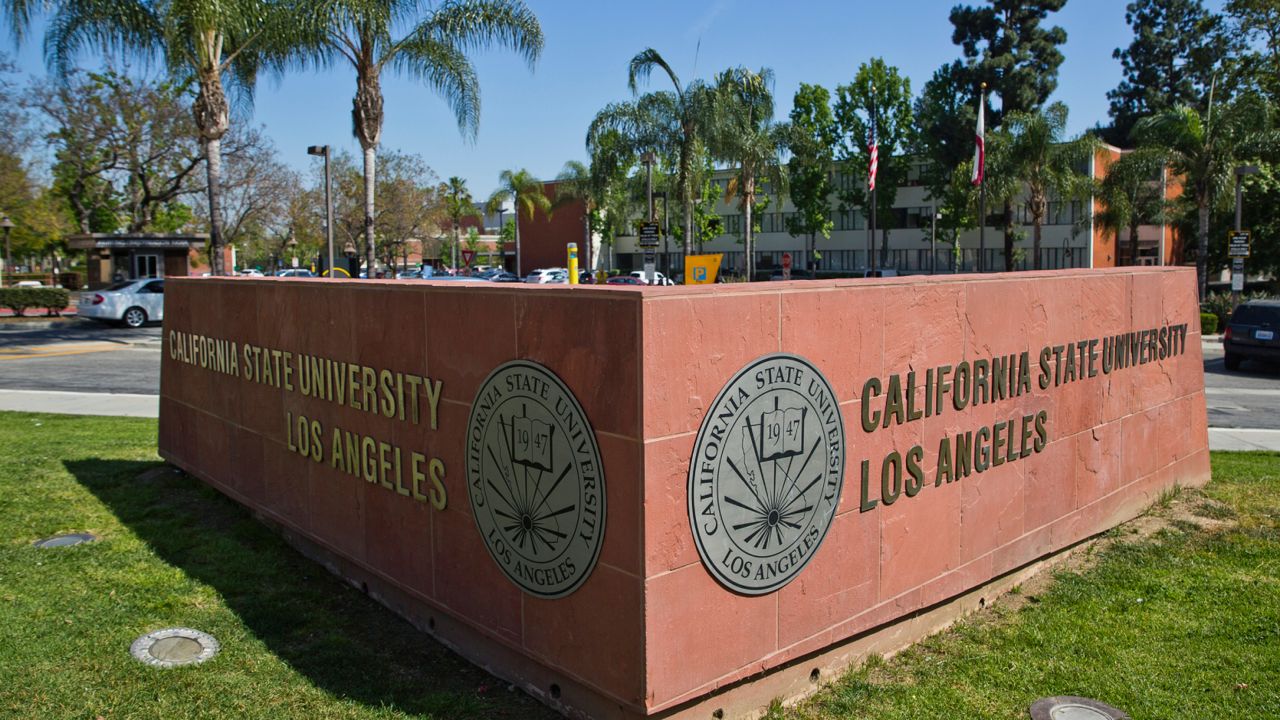 The Cal State University, Los Angeles campus Thursday, April 25, 2019. (AP Photo/Damian Dovarganes)