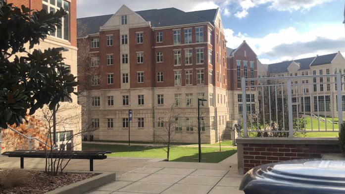 uk campus with nobody on the sidewalks