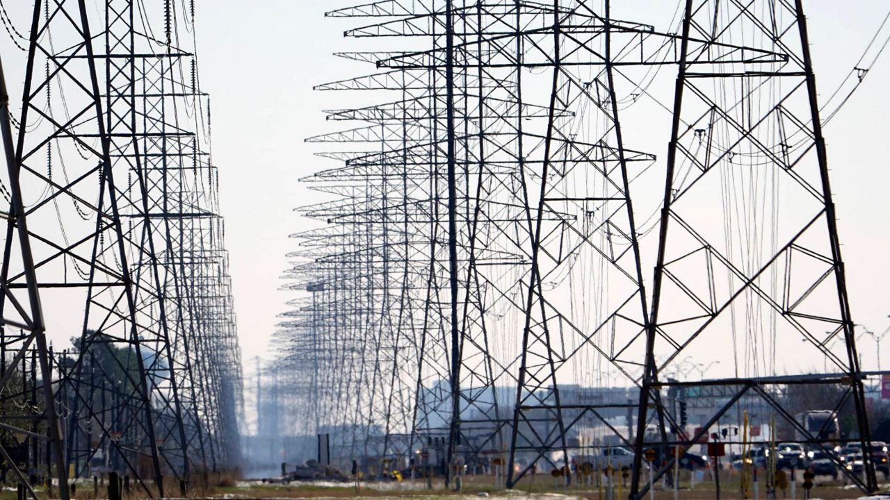 Power lines appear in Texas in this image from February 2021. (AP Photo)