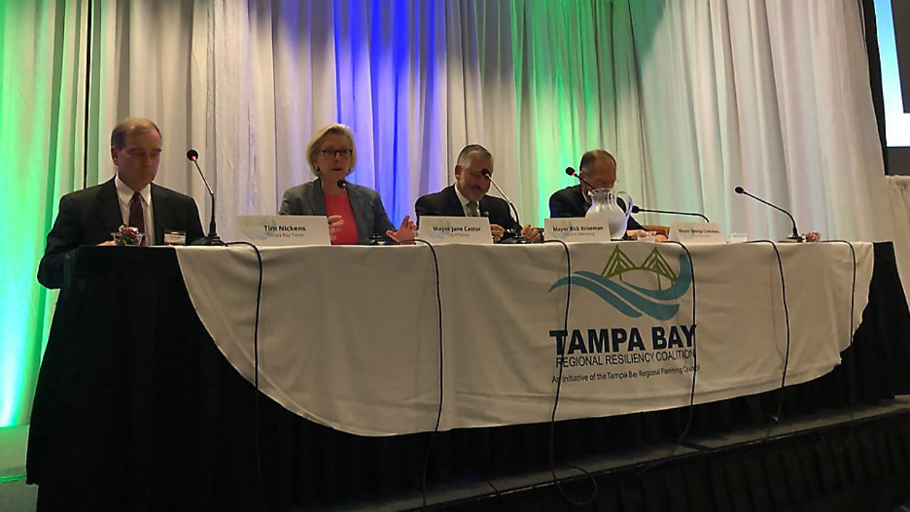 The three Tampa Bay mayors discussed climate change on Tuesday. (Mitch Perry/Spectrum Bay News 9)