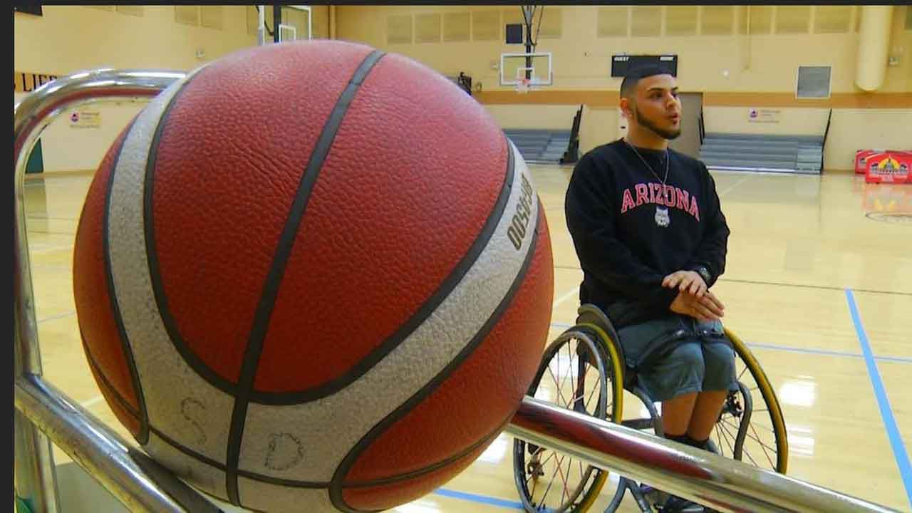 Carlos Quintanilla, 20, will soon be taking his basketball talents to Arizona, where he was offered a scholarship by the University of Arizona to play adaptive basketball. (Spectrum Bay News 9)