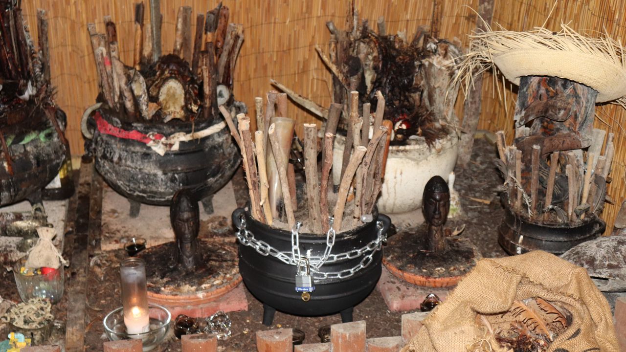 A photo provided by the Polk County Sheriff's Office shows what authorities say is a shrine for the Palo Mayombe religion discovered by detectives investigating the desecration of veterans's graves in Mount Dora. (Courtesy of Polk County Sheriff)