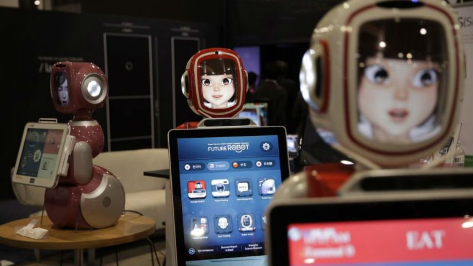 Furo smart service robots are demonstrated at CES International Friday, Jan. 6, 2017, in Las Vegas. (AP Photo/Jae C. Hong)