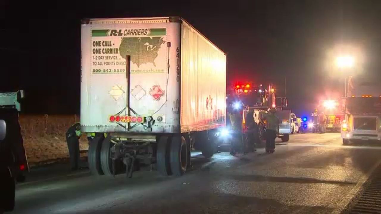 Tractor trailer involved in crash