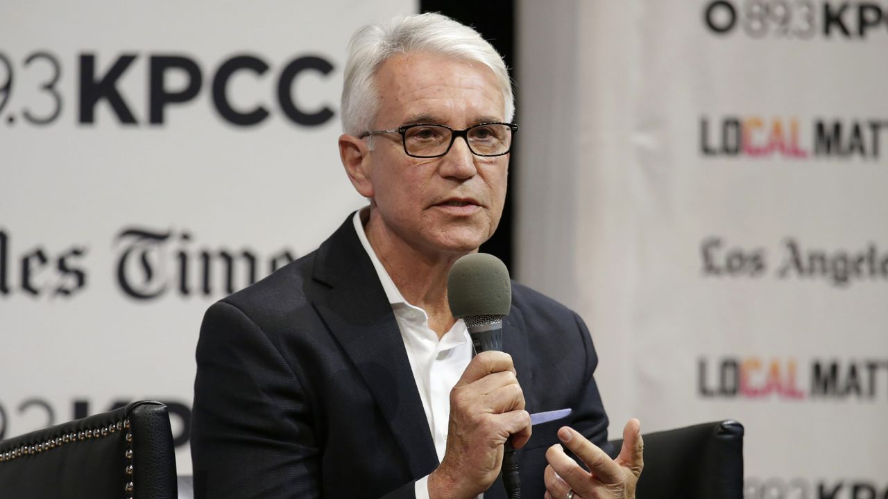 George Gascon participates at the L.A. district attorney candidates' debate in Los Angeles on Jan. 29, 2020. (AP Photo/Damian Dovarganes)