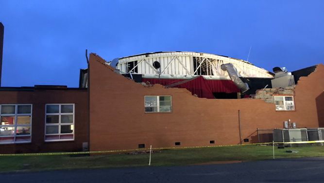 Roof torn off of the Union Intermediate School.
