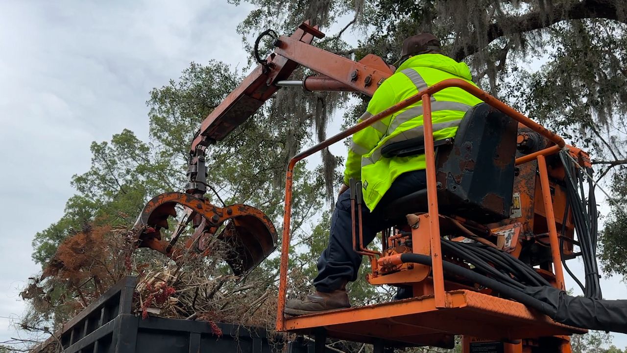 Close to 25,000 tons of debris has been collected since Hurricane Helene hit the Nature Coast in late September. (Spectrum Bay News 9/Calvin Lewis)