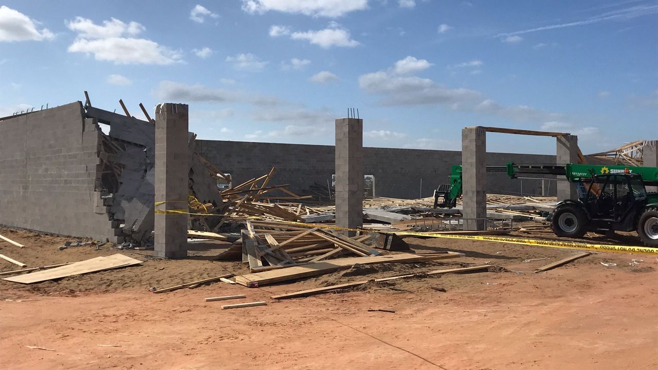 Haines City Police say a wall at a construction site fell over onto a worker Friday morning, critically injuring him. The man was transported to a Lakeland hospital, where he was pronounced dead. (Haines City Police)