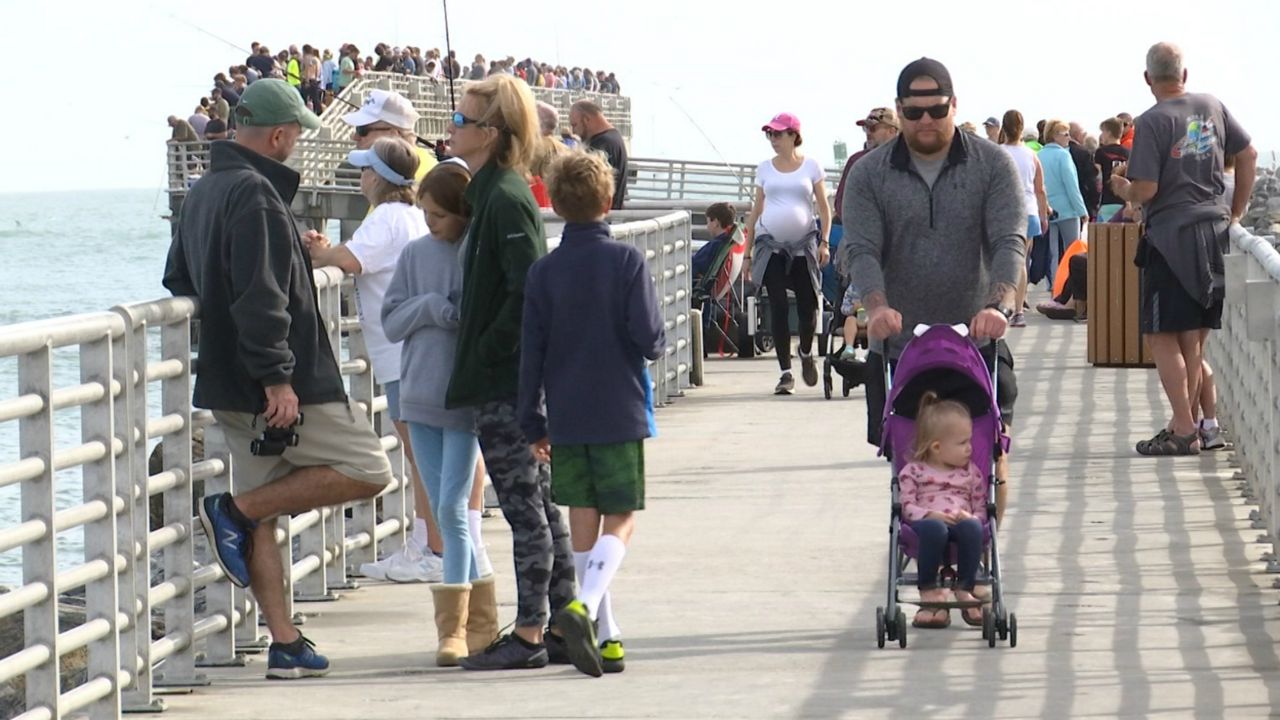 Hundreds packed Jetty Park in Port Canaveral on Sunday morning to witness a critical SpaceX Crew Dragon test that resulted in the destruction of a Falcon 9 rocket. (Krystel Knowles/Spectrum News)