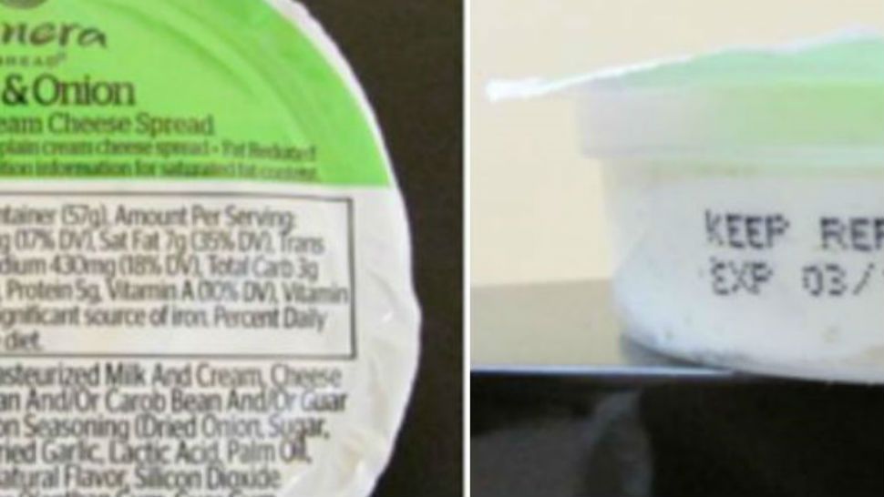 Cream cheese containers recalled by Panera.