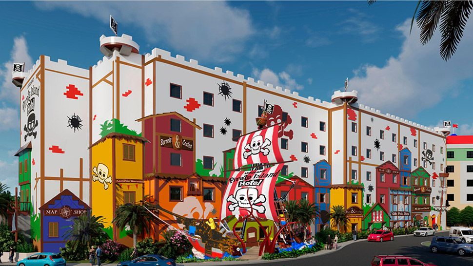 Artist rendering of Legoland Florida's upcoming pirate-themed hotel, Pirate Island Hotel. (Courtesy of Legoland)