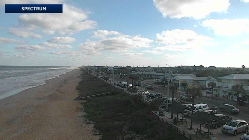 It was a cold but bright partly cloudy afternoon at the Flagler Pier on Monday. (Sky 13 camera)