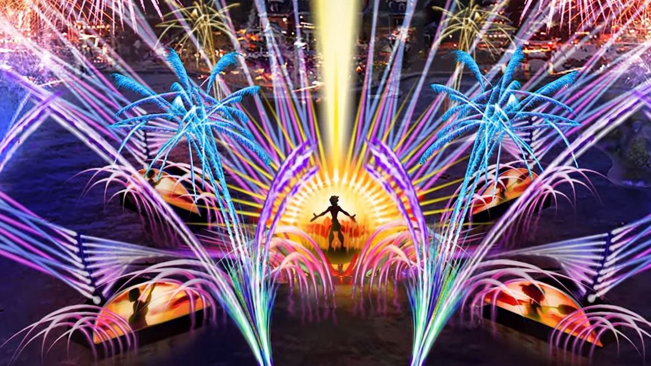 Concept art for the upcoming nighttime spectacular "Harmonious." (Courtesy of Disney Parks)