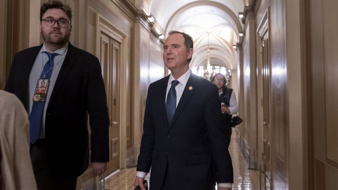 House Intelligence Committee Chairman Adam Schiff leaves the Capitol Wednesday following arguments in the impeachment trial. (AP/J. Scott Applewhite)