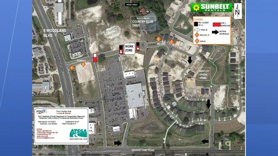 Fenway Drive will be closed just west of the Bentley Green subdivision to install a storm line next to the Pet Supermarket. (Courtesy of City of DeLand)