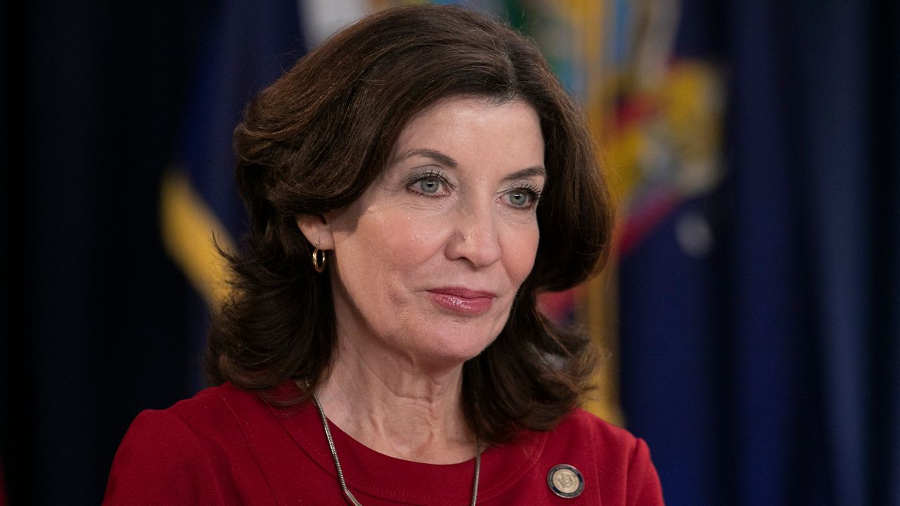 A January 24, 2019, file photo of Lt. Gov. Kathy Hochul attending a Gov. Andrew Cuomo news conference in New York.