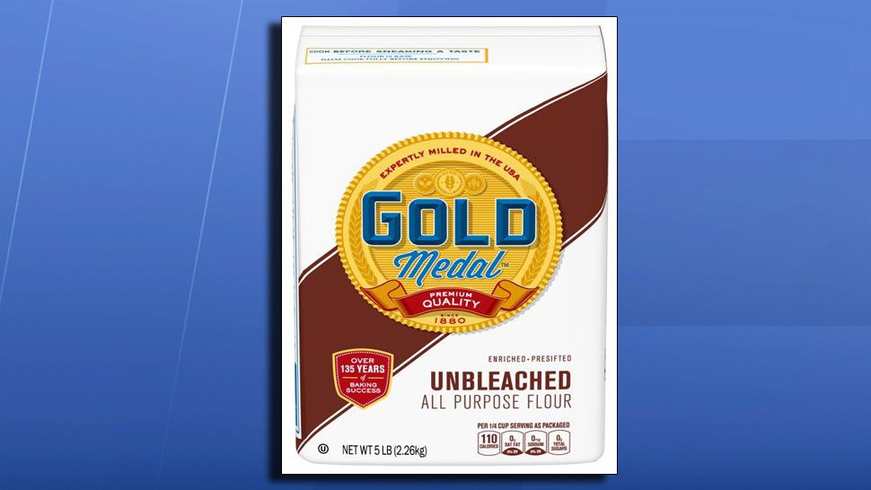 Picture of the Gold Medal Unbleached Flour that is under recall. (FDA)
