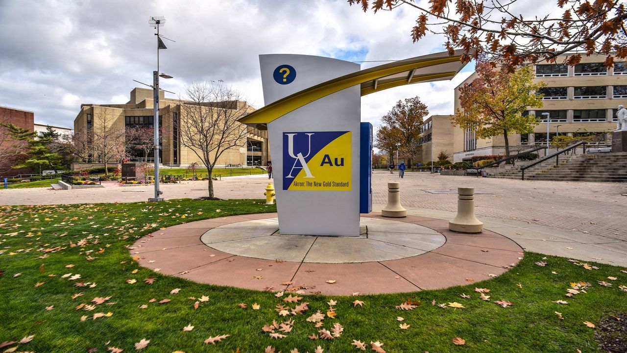 A pillar on a college campus