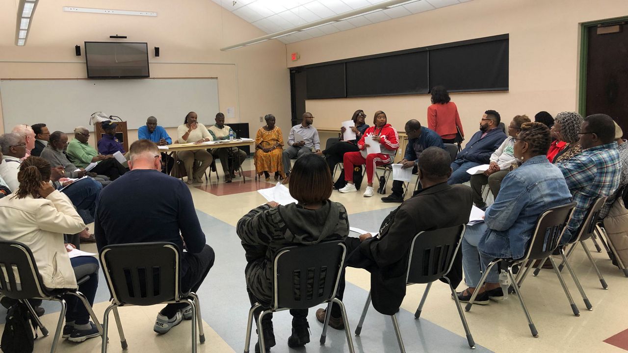 Residents meet with the St. Petersburg NAACP to discuss the ongoing problem of teens stealing cars, Tuesday, January 28, 2020. (Laurie Davison/Spectrum Bay News 9)
