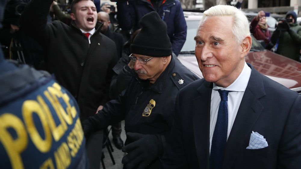 Roger Stone arrives at federal court in Washington, Tuesday, January 29. (AP)