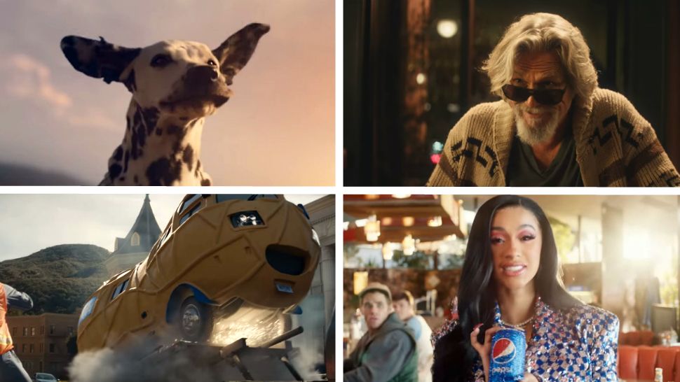 Budweiser, Stella Artois, Pepsi and Planters (clockwise from top left) are a few of the big-name brands you'll see during the Super Bowl this Sunday. (Screen grabs from official YouTube videos)