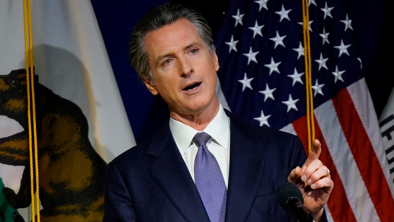 California Gov. Gavin Newsom unveils his proposed $286 billion 2022-2023 state budget during a news conference in Sacramento, Calif., Jan. 10, 2022. (AP Photo/Rich Pedroncelli)