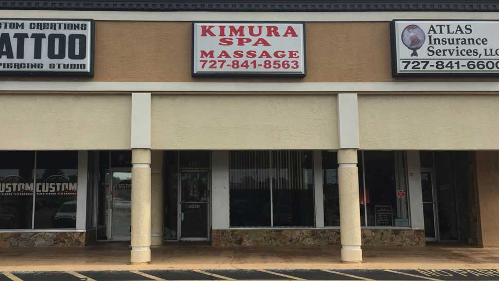 Kimura Spa was one of two massage parlors on U.S. 19 where New Port Richey Police executed search warrants on October 12, 2018. Those searches led to multiple prostitution-related arrests. (Sarah Blazonis/Spectrum Bay News 9)