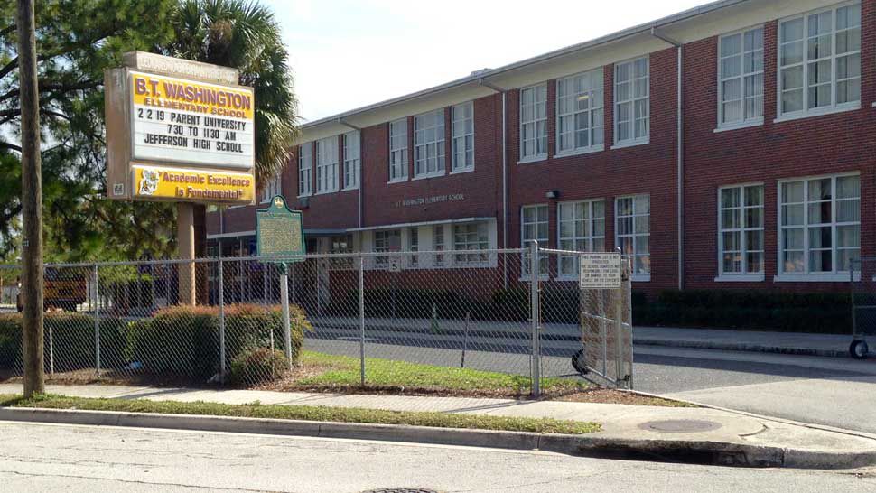 Exterior of Booker T. Washington Elementary School in Tampa