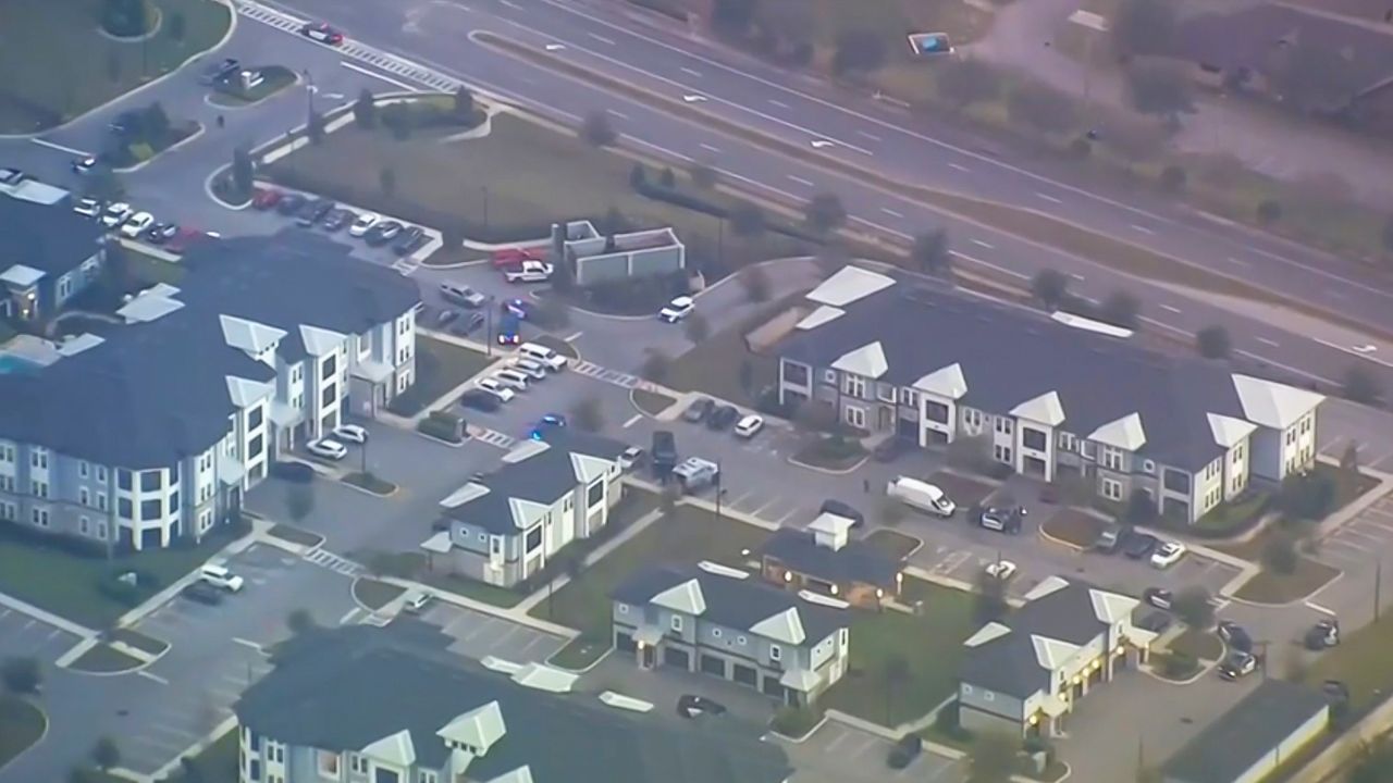 Multiple law enforcement agencies at the scene of where two people died following a shooting and standoff with police at the Cottonwood Clermont apartment complex on Wednesday, Feb. 05, 2025. (Sky 13)