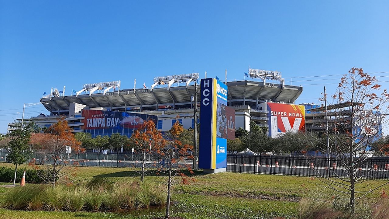 Raymond James Stadium in Tampa, FL on the eve of Super Bowl 55