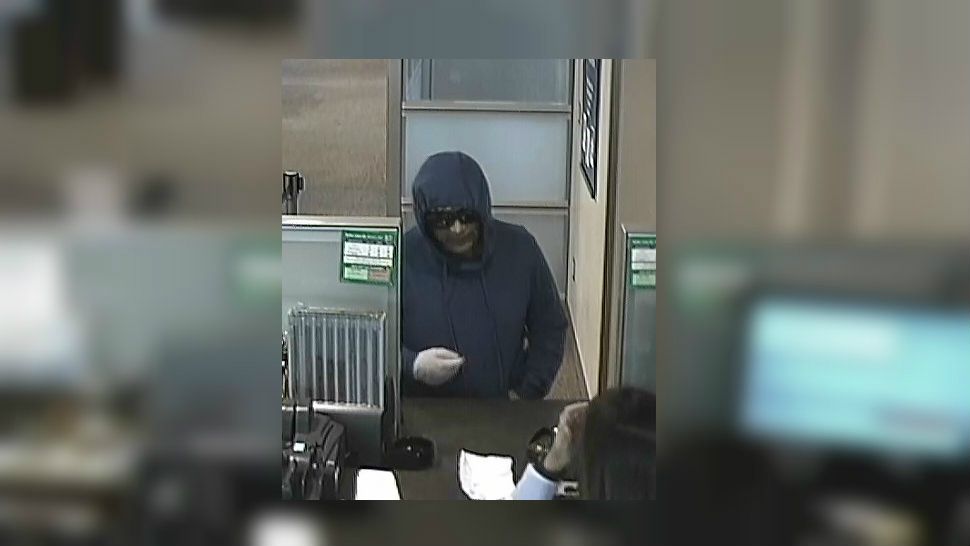 Surveillance still of the man police believe robbed a Chase Bank in New Braunfels, Texas, on Feb. 9, 2018. (Source: New Braunfels Police Dept.)