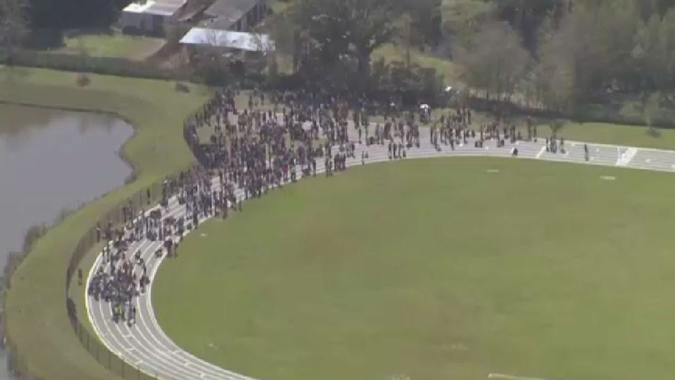 The threat was determined not to be credible after students and staff of Timber Springs Middle School were evacuated to the school's track. (Sky 13)