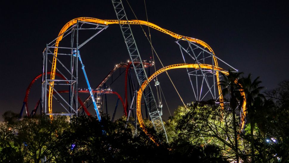 Installation of the Tigris coaster's track at Busch Gardens Tampa Bay is complete, the park says. It's set to open this spring. (Busch Gardens Tampa Bay)