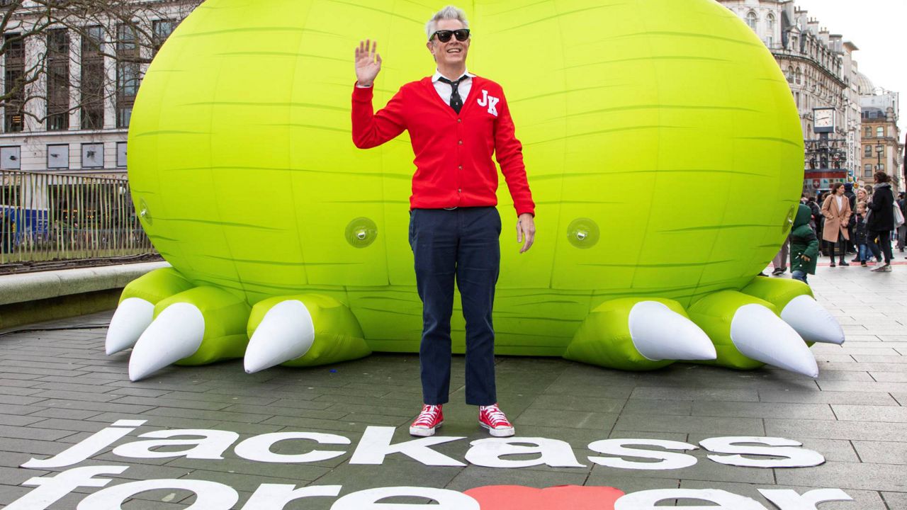 Johnny Knoxville poses for photographers during a photo call for the film 'Jackass Forever' in London on Saturday. (Photo by Vianney Le Caer/Invision/AP)