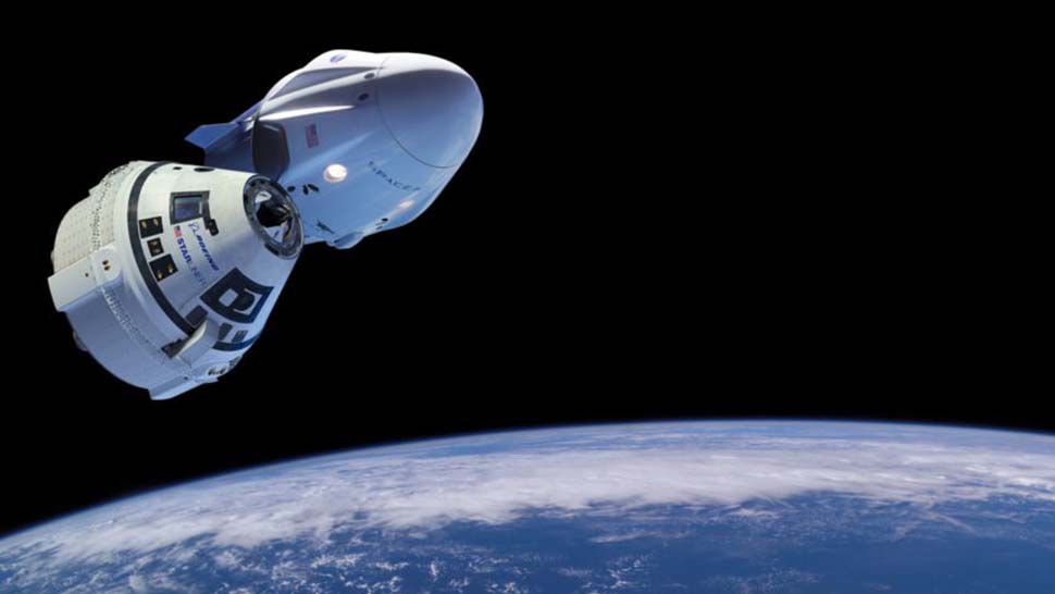 A rendering of the SpaceX Dragon crew capsule that will launch in a test flight on Saturday. (SpaceX)