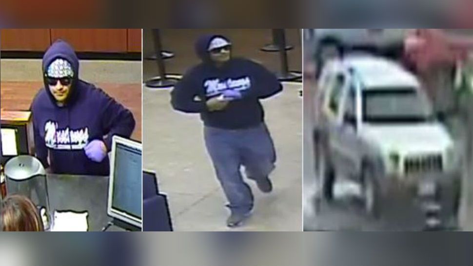  white or Hispanic male with an “accent,” approximate height 5 foot, 9-10 inches, medium build who robbed Chase Bank on Jan. 26.