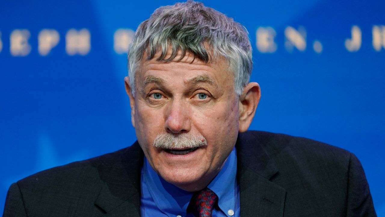 Dr. Eric Lander speaks during an event at The Queen theater in Wilmington, Del., Jan. 16, 2021. (AP Photo/Matt Slocum, File)