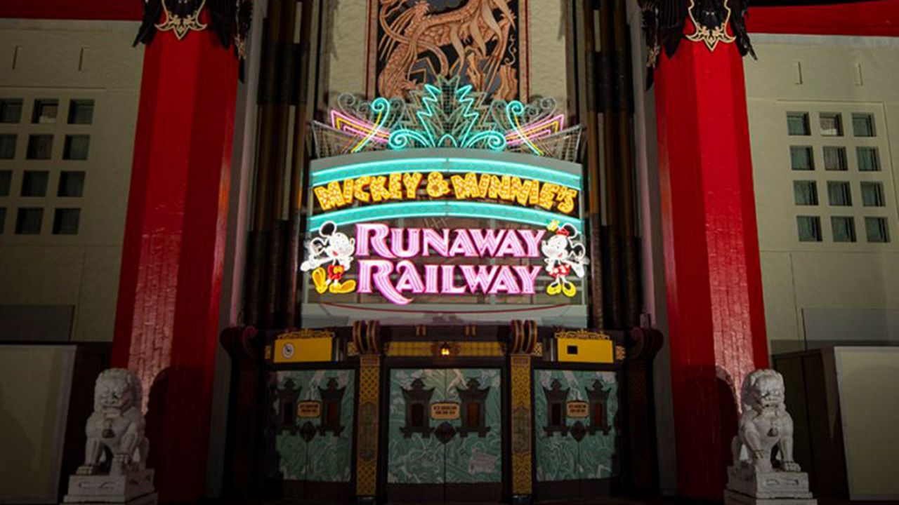 The marquee for Mickey & Minnie's Runaway Railway has been installed at Disney's Hollywood Studios. (Courtesy of Disney Parks)
