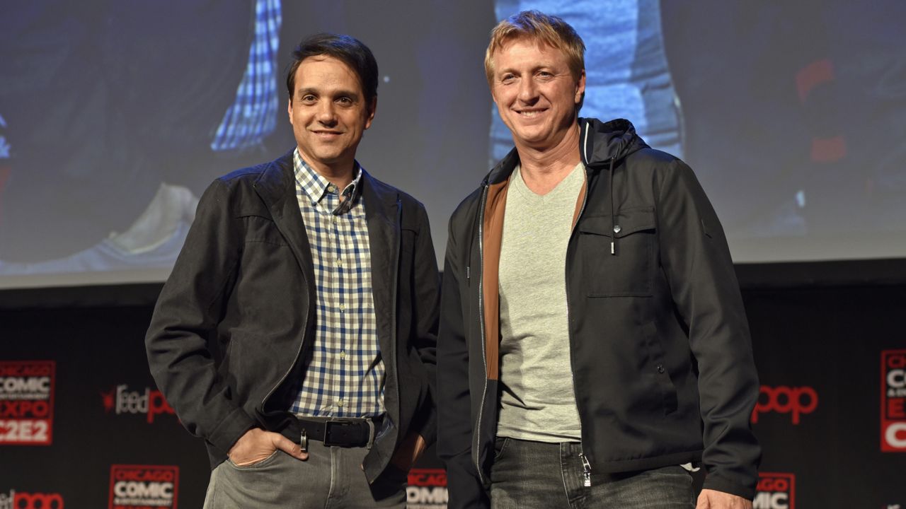 Ralph Macchio and William Zabka seen on day 3 during the Cobra Kai Season Two Panel at C2E2 at McCormick Place on Sunday, March 24, 2019 in Chicago. (Photo by Rob Grabowski/Invision/AP)