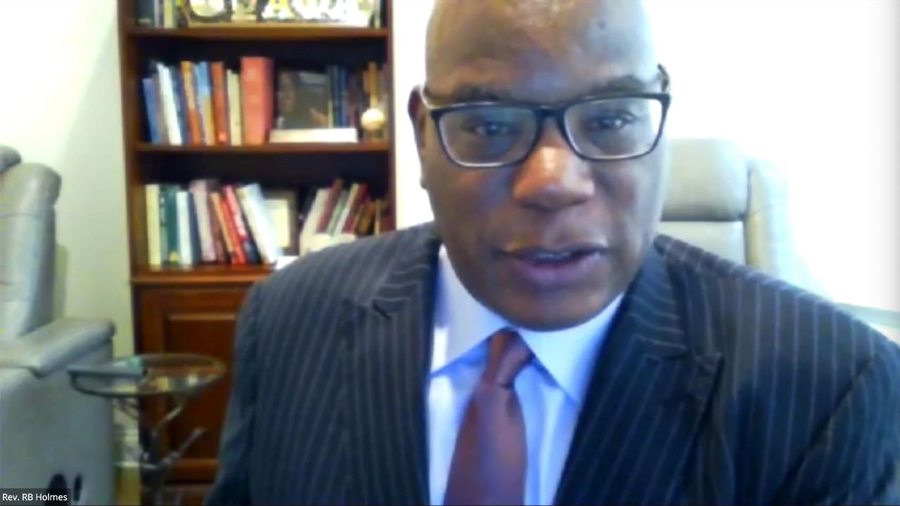 Rev. R.B. Holmes speaks during a meeting Wednesday of the Statewide Coronavirus Vaccination Community Education and Engagement Taskforce. (Screen capture from online meeting)