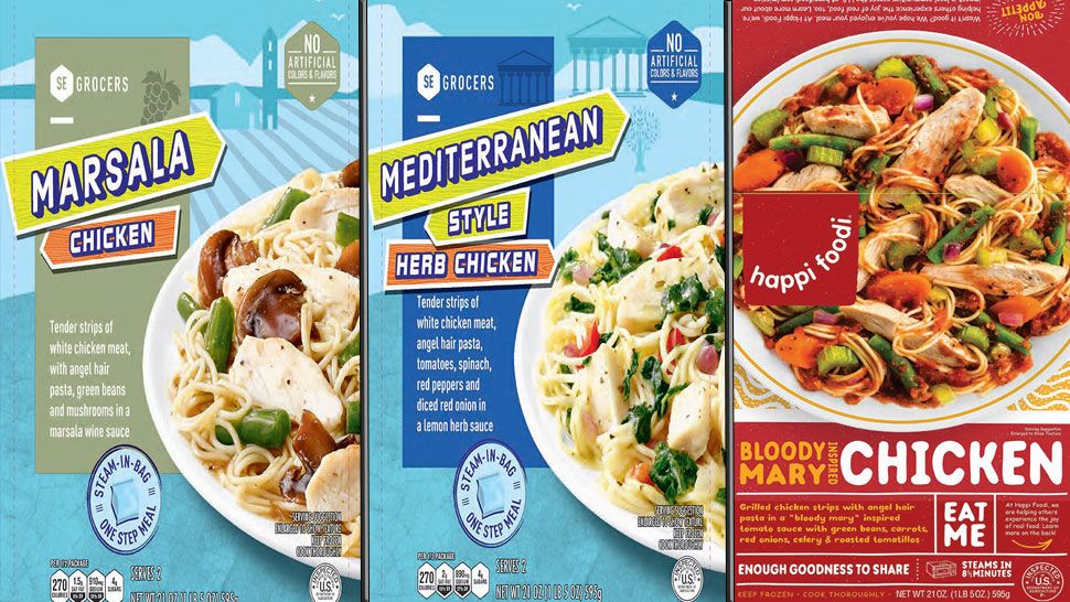 The recall affects frozen chicken meals sold through Southeast Grocers stores, and at Walmarts nationwide. (USDA)