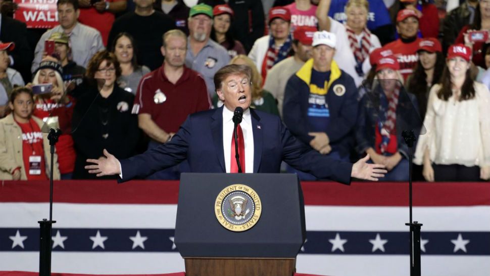 President Donald Trump speaks at a rally at the El Paso County Coliseum, Monday February 11, 2019 in El Paso, Texas.